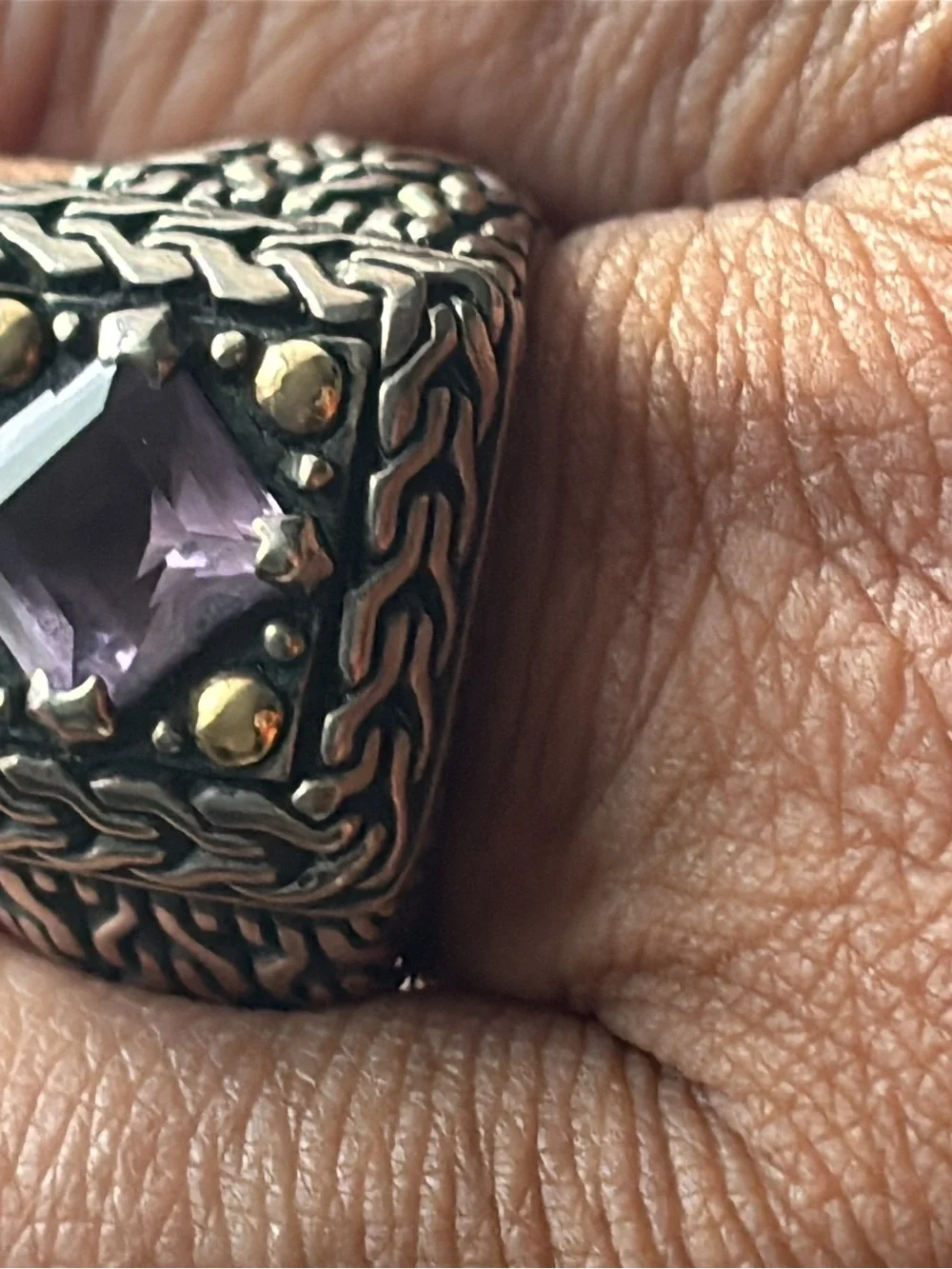18k Gold & Sterling Silver Amethyst Ring